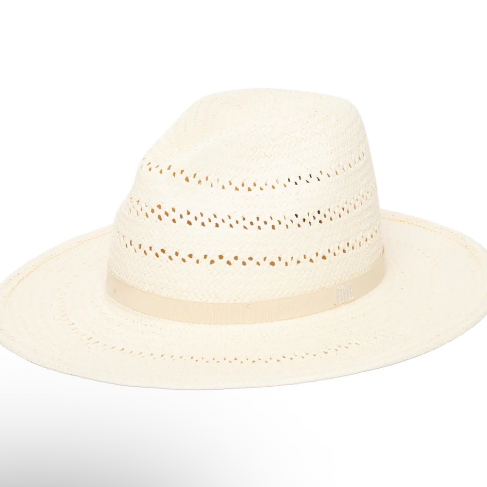FRYE Tracy Trilby Fedora-ivory straw w/tonal grosgrain band/ Adjustable - NWT